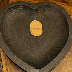 Wood Heart Shaped Bowl & Juicy Couture Pink and Purple Heart Magnetic Clips